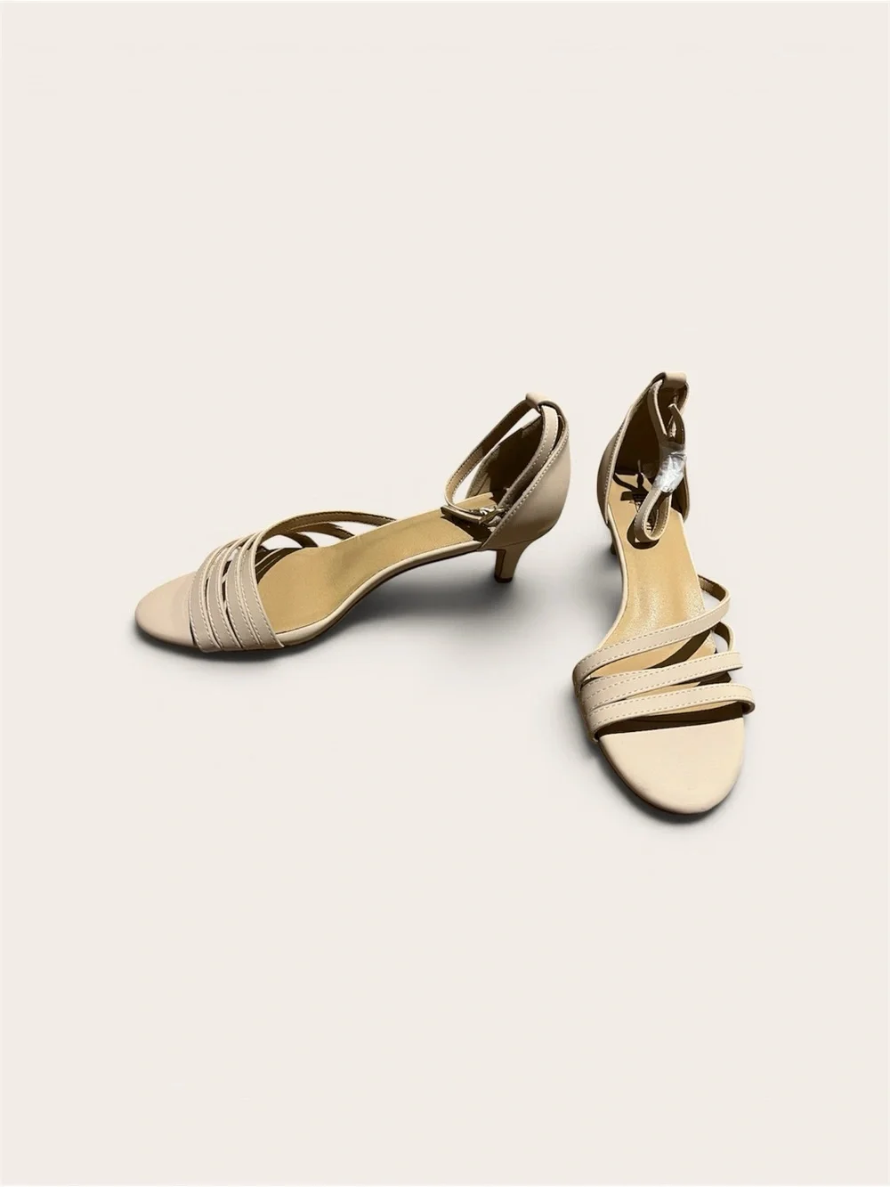 IDIFU Beige Strappy Low Heel Sandals